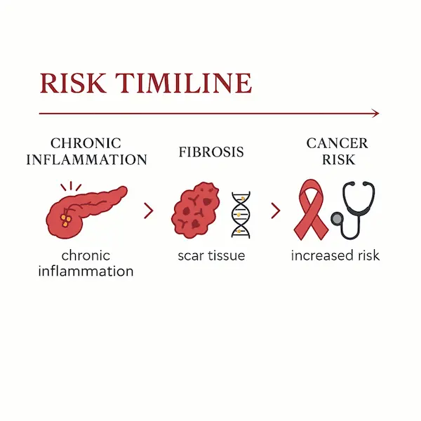 Risk timeline — chronic inflammation → cancer risk Advitya Healthcare