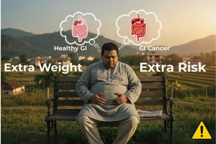 Extra Weight, Extra Risk: How Overweight ,(BMI ≥25) Fuels GI Cancers – The Hidden Risk in Our Diet and Daily Habits
