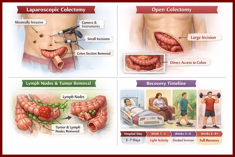 Colon Cancer Surgery 101: Laparoscopic vs Open Colectomy, Lymph Nodes & Recovery Timeline