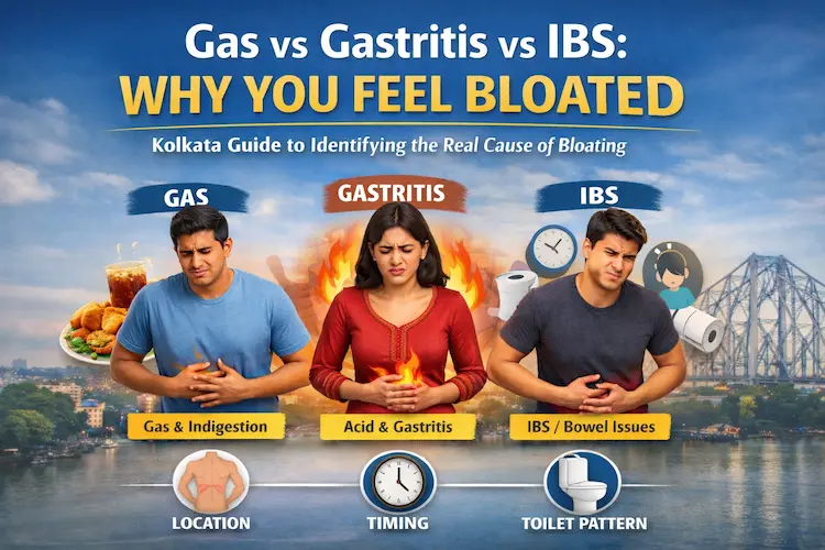 Gas vs Gastritis vs IBS: How to Identify the Real Cause of Bloating (Simple Kolkata Guide)